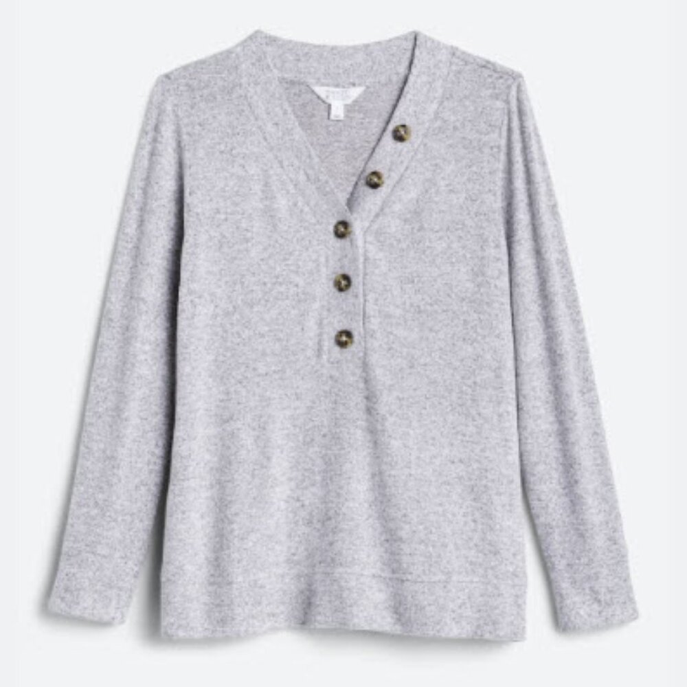 Market & Spruce | Henley Cozy Brushed Knit Top